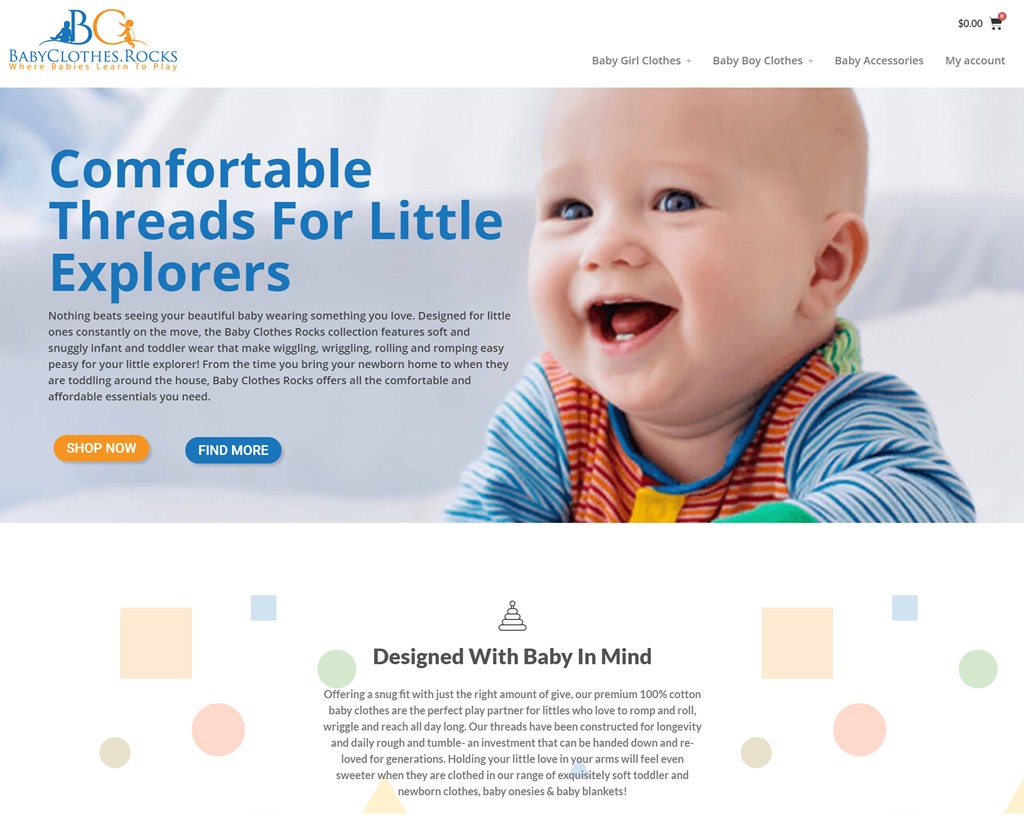 Babyclothes.rocks Custom Design - Full Website - Woocommerce