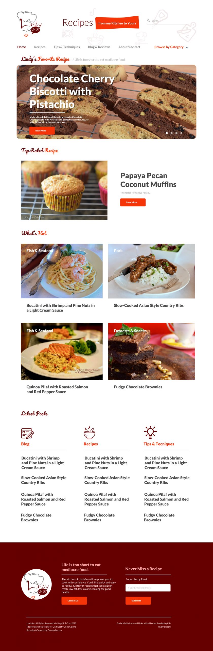 Chef Blog Redesign - Website Rebuild - Lindysez.com