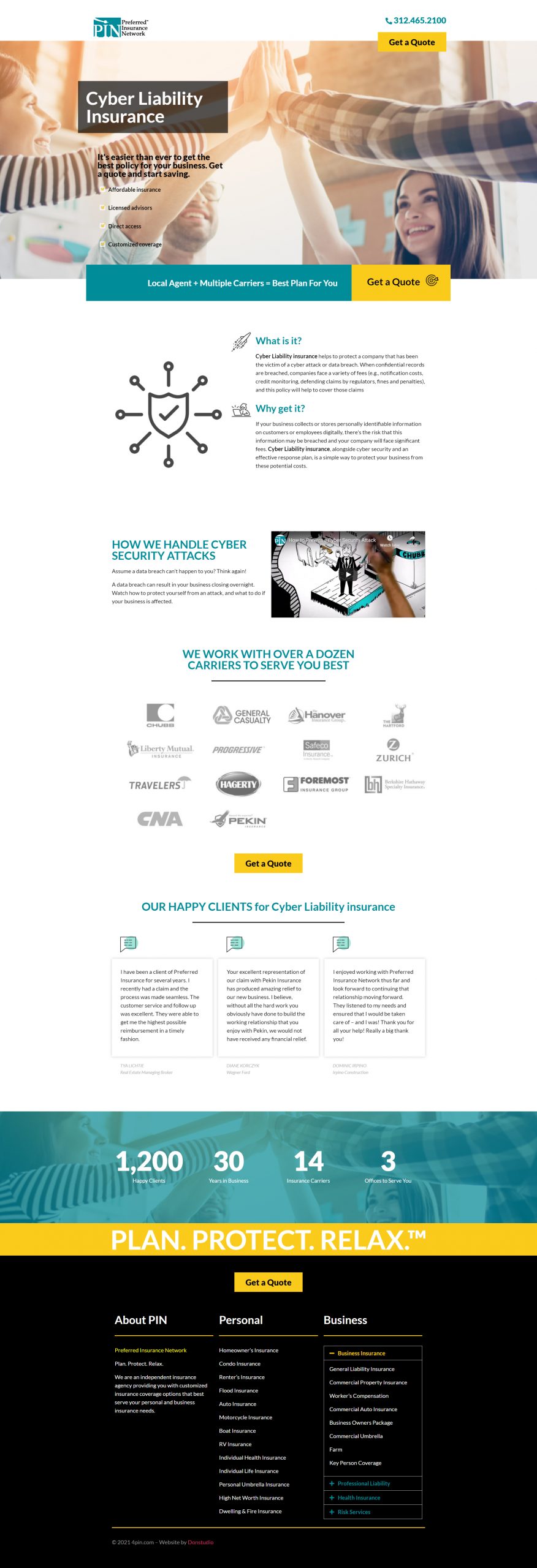 Completed Landing Page Cyber Insurance