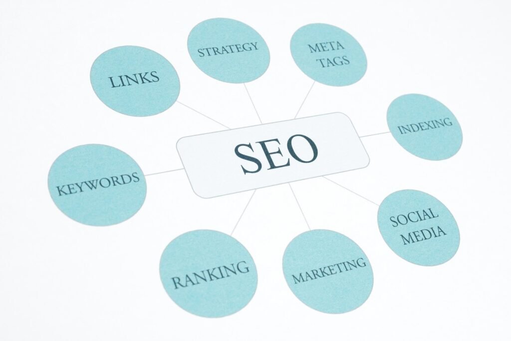 seo business concept flow chart print document