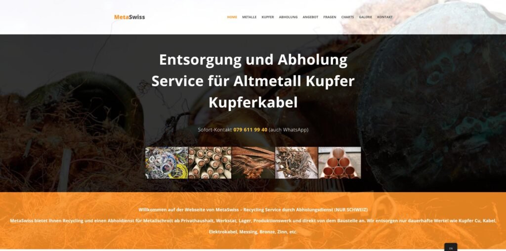 Snip MetaSwiss Recycling Creado por Abholung ¦ Kupfer Kupferkabel Google Chrom